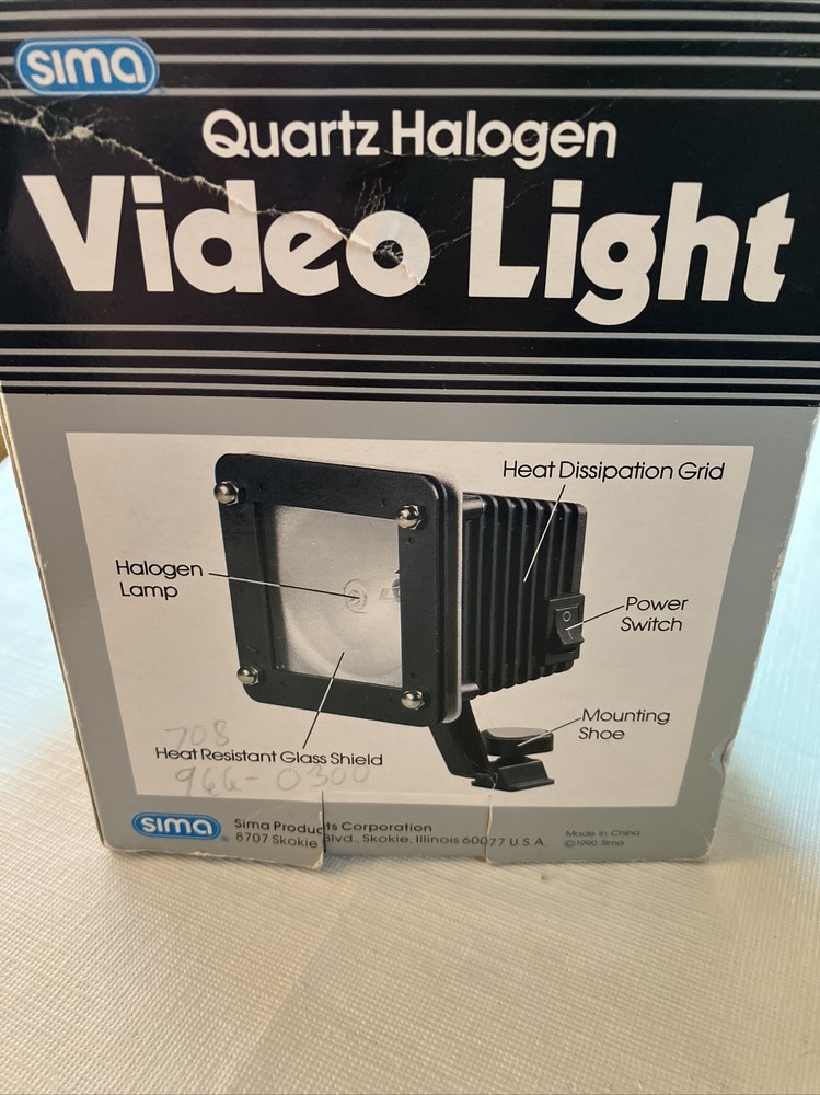 SIMA quartz halogen video light, 150 watts AC, TESTED -WORKS