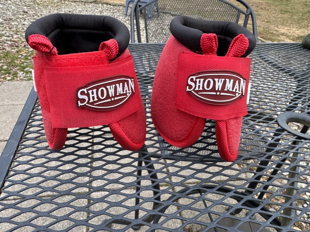 Showman Elite Equine Bell Boots Red Large