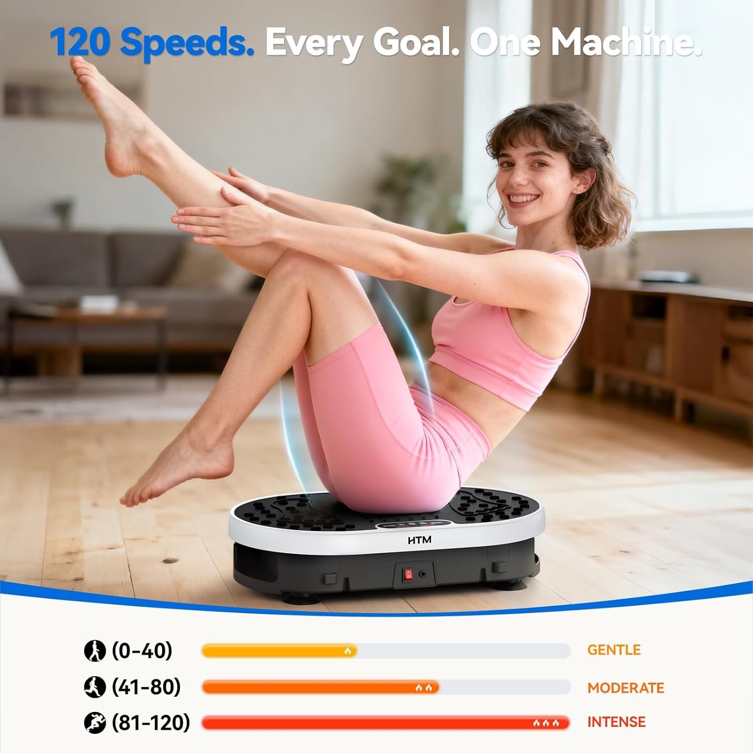 Vibration Plate Exercise Machine 120 Speed Levels 9 Program Modes Remote Control