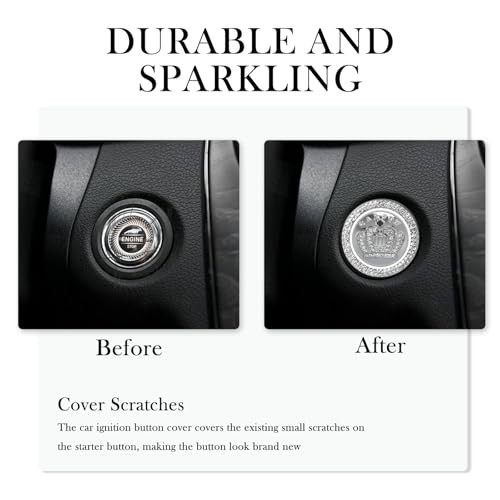 Bling Push Start Button Cover Decoration Ring,Stylish Car Push Start Button