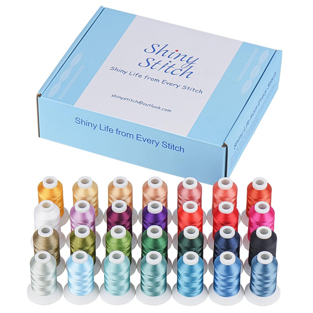 28 Assorted Janome Colors Embroidery Machine Thread with Floss Spool Savers 5...