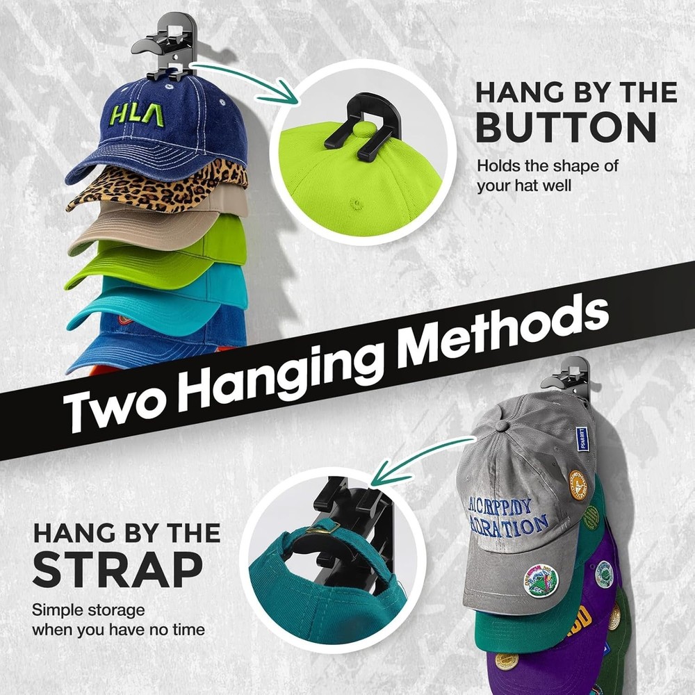 2 Pack Hat Organizer Hat Holder Storage Wall Mount Rack Display