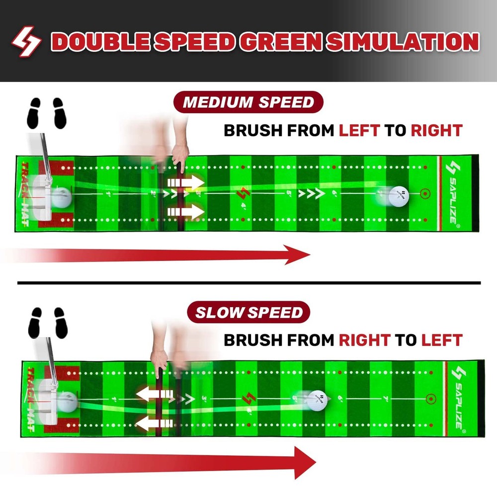 SAPLIZE Golf Putting Practice Mat Adjustable Slope Trajectory Tracking & Fun