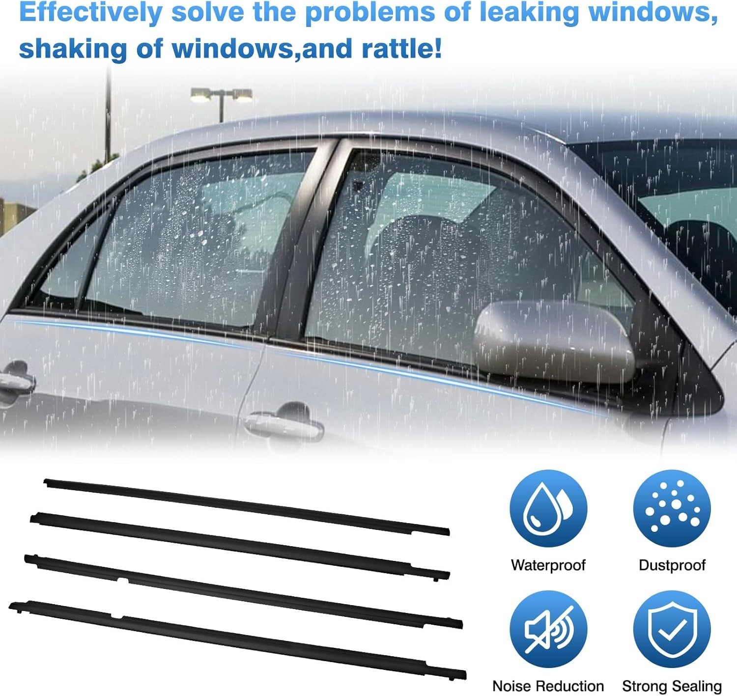 WeatherStrip Window Molding Trim Seal Belt Replacement for Toyota Corolla 09-12