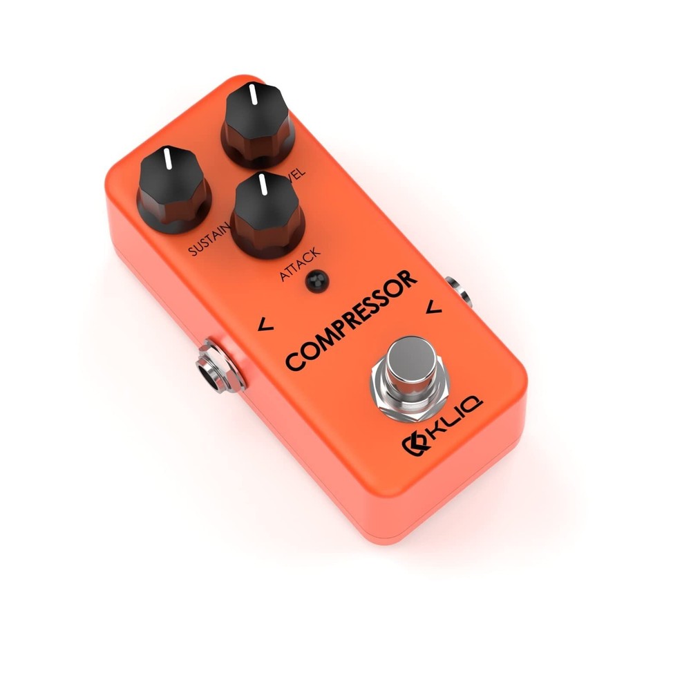 KLIQ Tiny-Compressor Effect Pedal for Guitar & Bass Compressor (Orange)