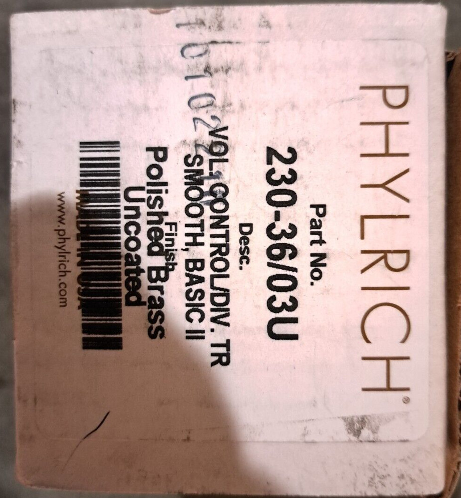 Phylrich Basic II Wall Mount Handle Volume Control, USED 230-36/03U