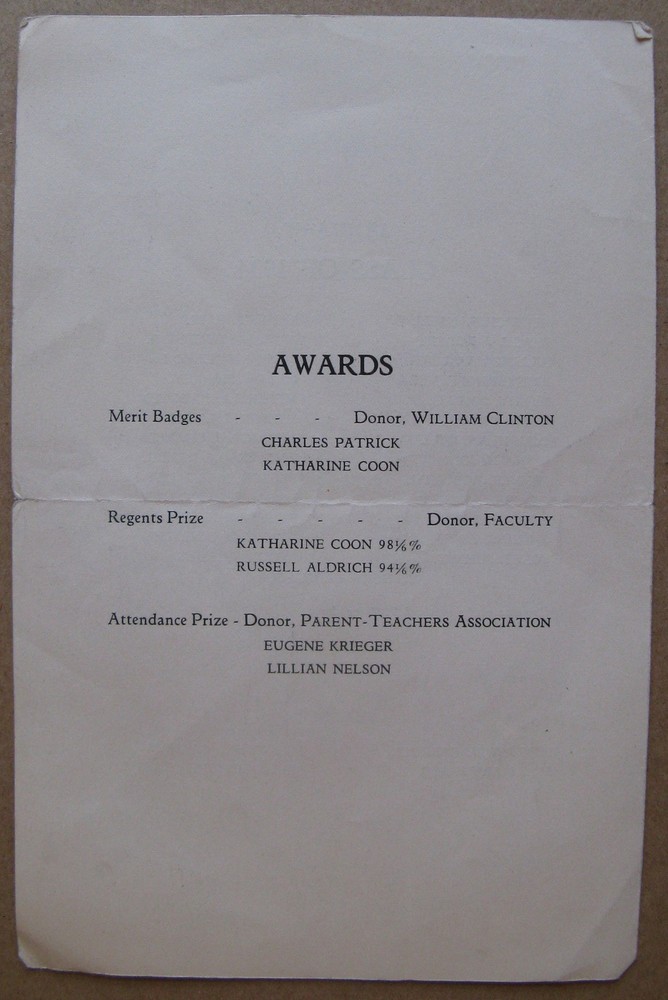 1934 Governor George Clinton School Poughkeepsie NY Graduation Program