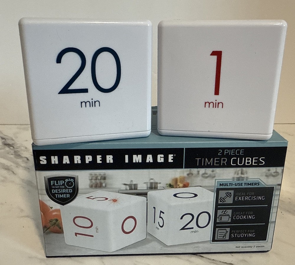 Sharper Image Digital Timer Two Piece Timer Cubes Flip to Desired Time 2 Cubes