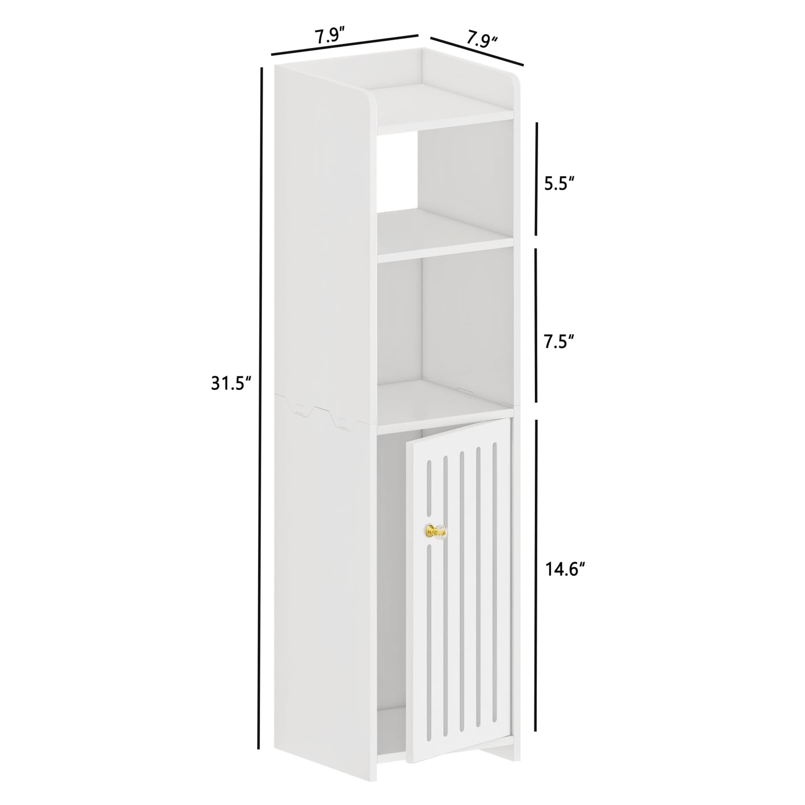 Narrow Bathroom Storage Cabinet, 4-Tier Slim Bathroom 7.9"D x 7.9"W x 31.5"H