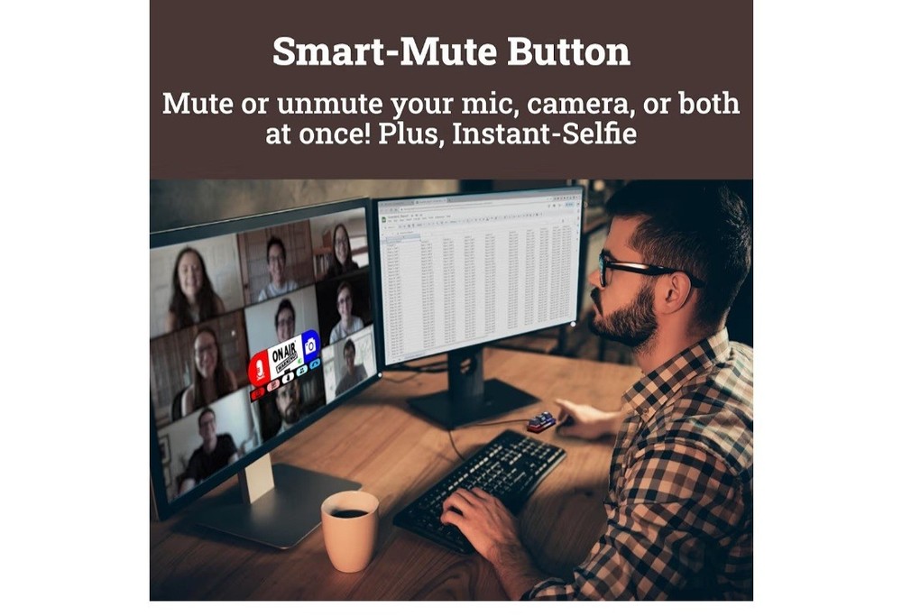 Mute Button USB Microphone, Cam Control Buttons, One-Touch, Mute Button with LED