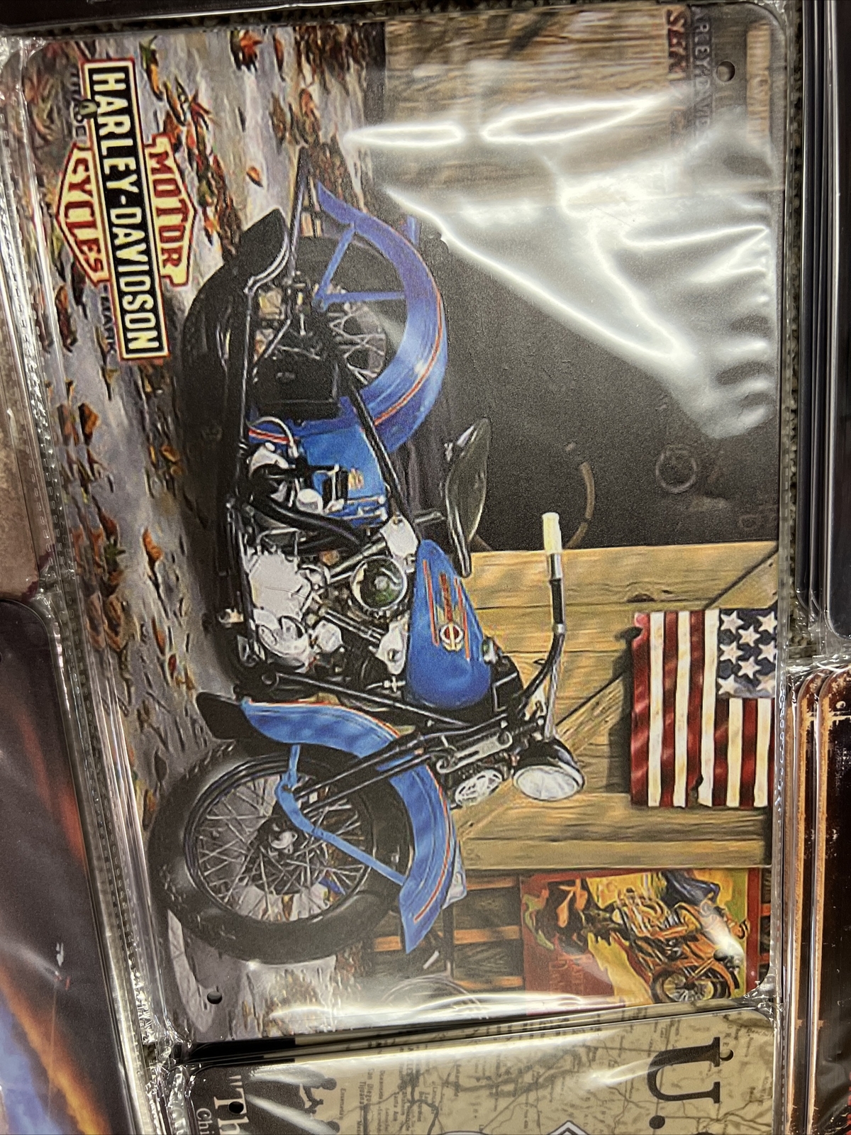 wall Sign decor tin metal plates set of 13 motorcycle Harley Davidson Indian New