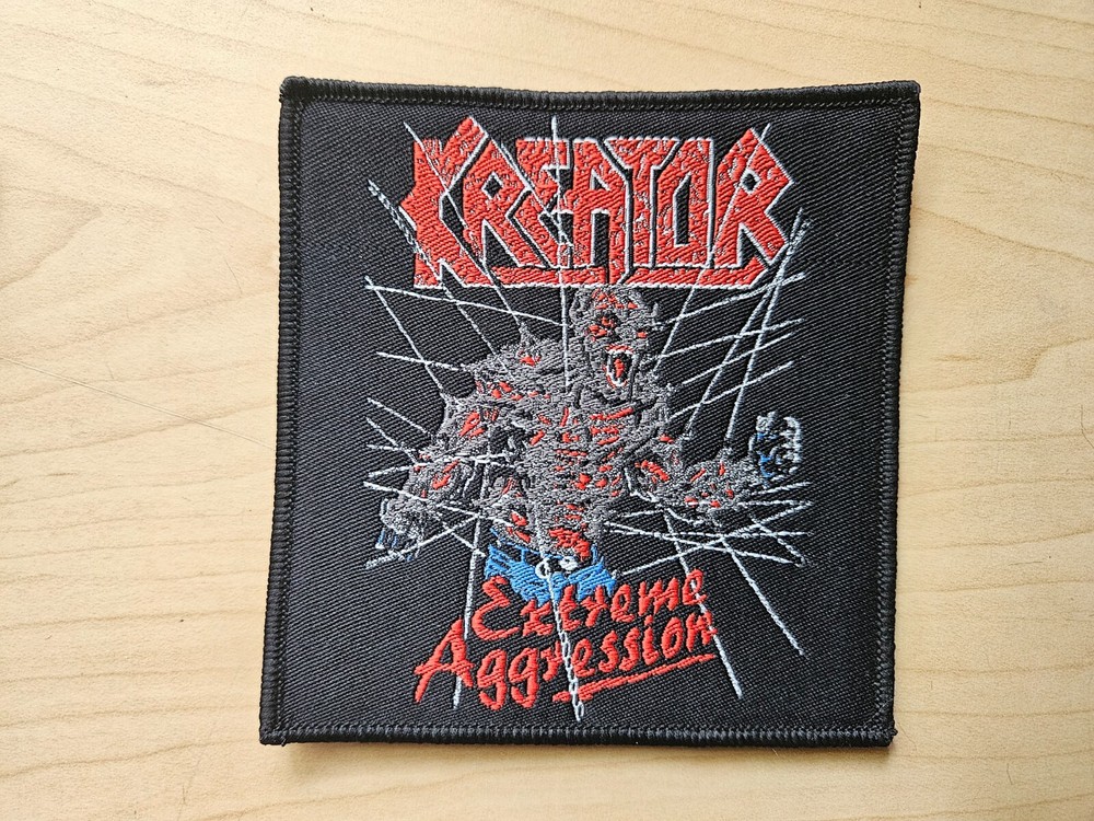 KREATOR, EXTREME AGGRESSION SEW ON BLACK BORDER WOVEN PATCH