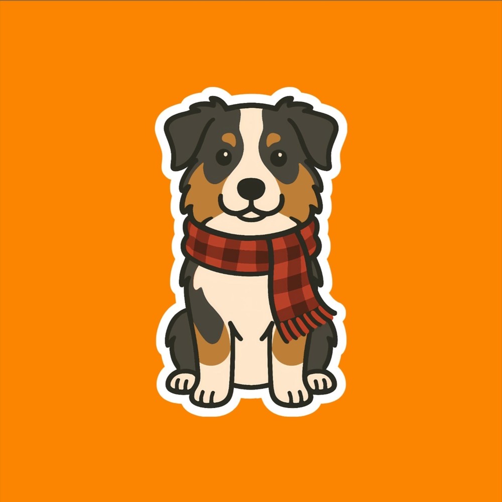 Australian Shepherd Black Tri in Scarf Sticker