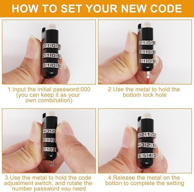 14.7FT Security Steel Cable with 3 Digit Combination Lock