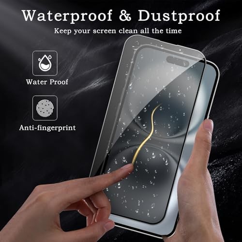 Privacy Screen Protector for iPhone 16, Shatterproof Tempered Glass