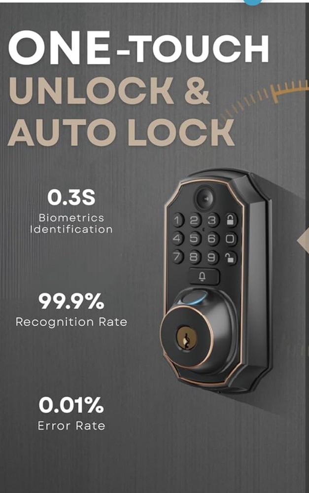 Keyless Lock: Biometric, Camera Deadbolt, Two Way Talk