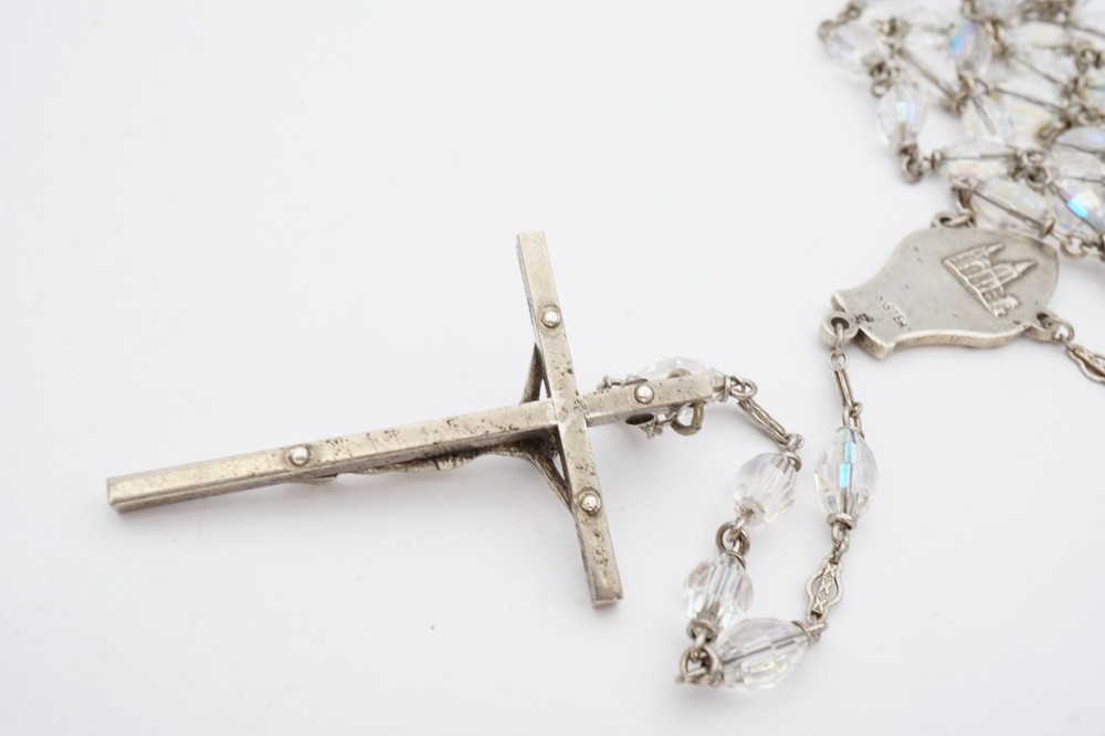 Vintage Sterling Silver 925 Rosary Crystal Beads 40"