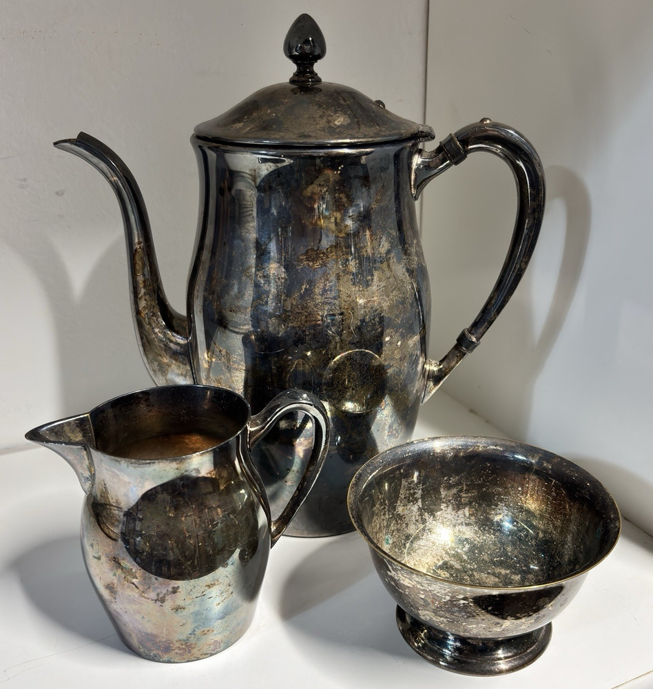 Poole Silver Co Silverplate 527 Tea Sugar Creamer Serving Set