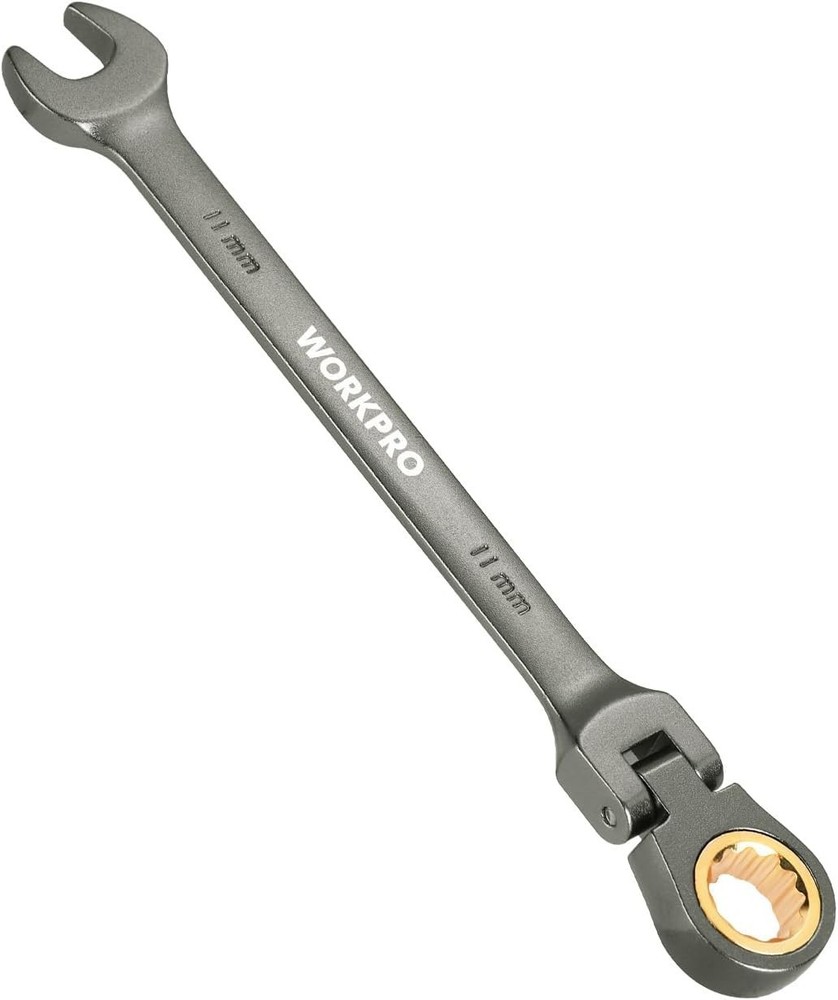 11mm Flex-Head Ratcheting Wrench - Compact, Durable, and Precise