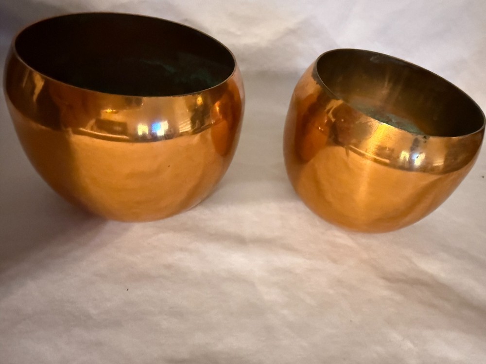 2 Vintage Coppercraft Guild Copper Cups Roly Poly Style - please read