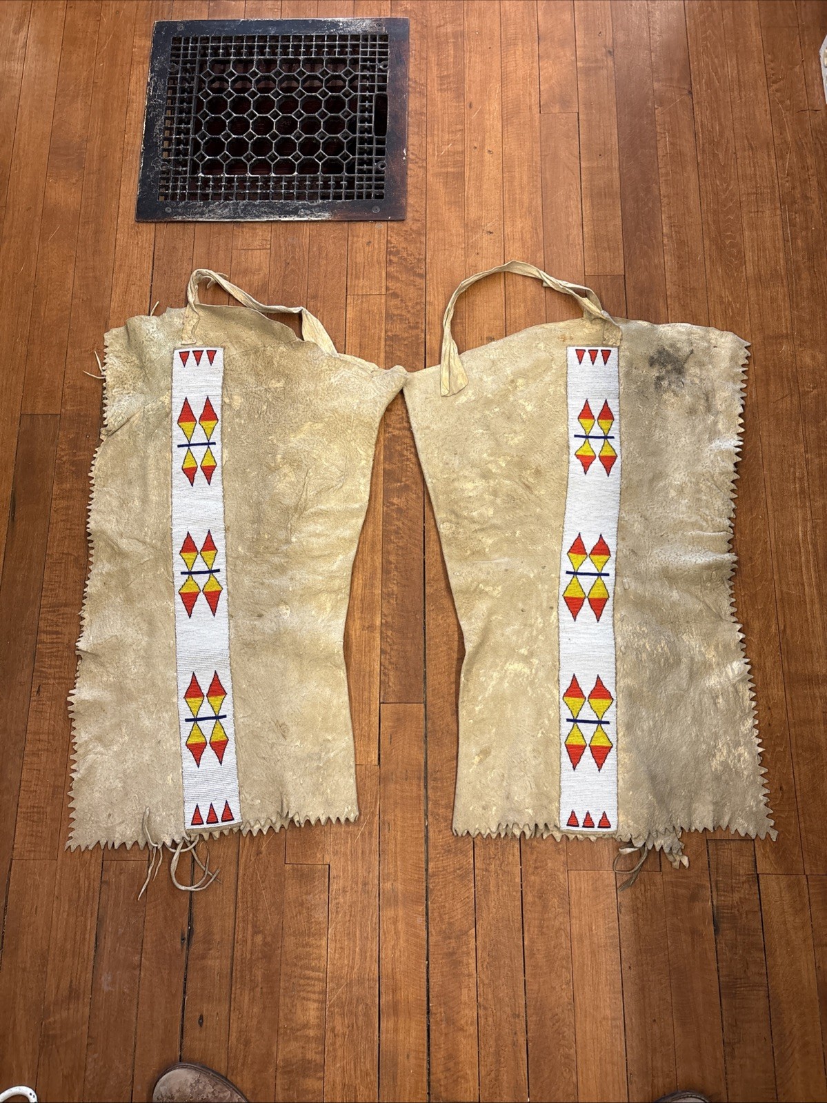 Antique Native American Beaded Plains Leggings 1910s Beaded Leggings