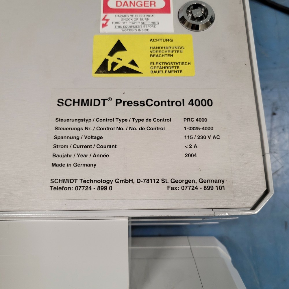 Schmidt PRC 4000 Press Control & 2x 415 Servo Press Modules 4.5kN Force, 200mm