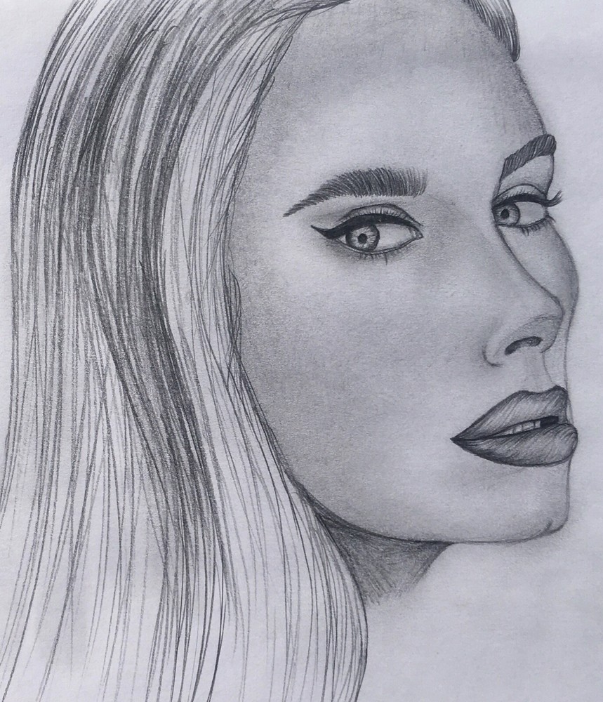 Adele Realistic Pencil Portrait Drawing