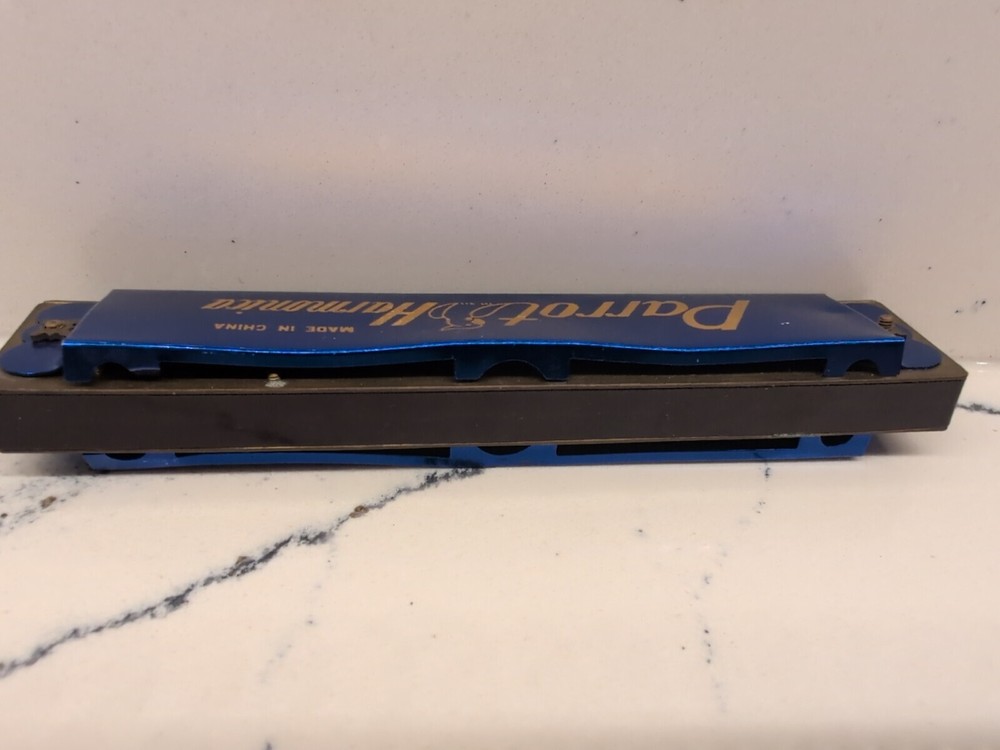 Vintage Blue PARROT 16-Hole Harmonica