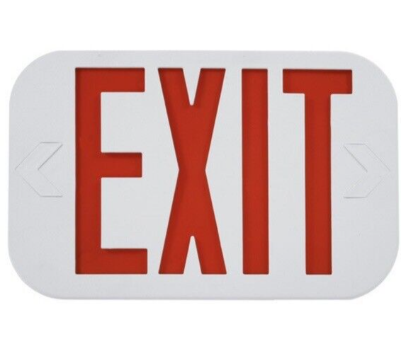 💥Exitronix ILX-R-EM-WH Thermoplastic Double Face Exit Sign Red Letters