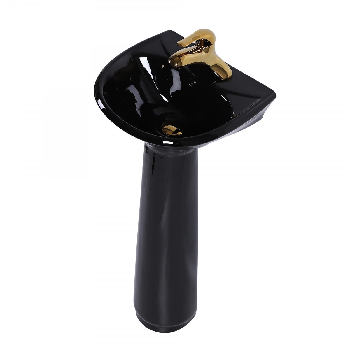 Renovators Supply Black Bathroom Pedestal Sink 4" Centers with Overflow