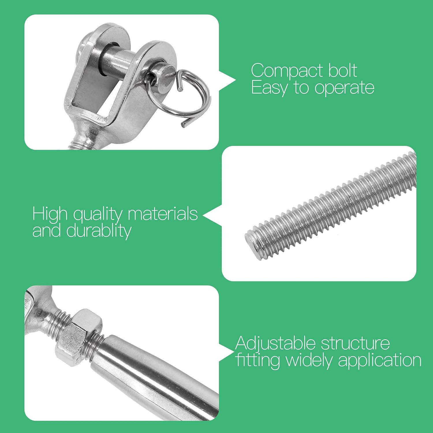 2PCS M6 Jaw and Jaw Turnbuckle, Stainless Steel Turnbuckle Heavy Duty Turn Buckl