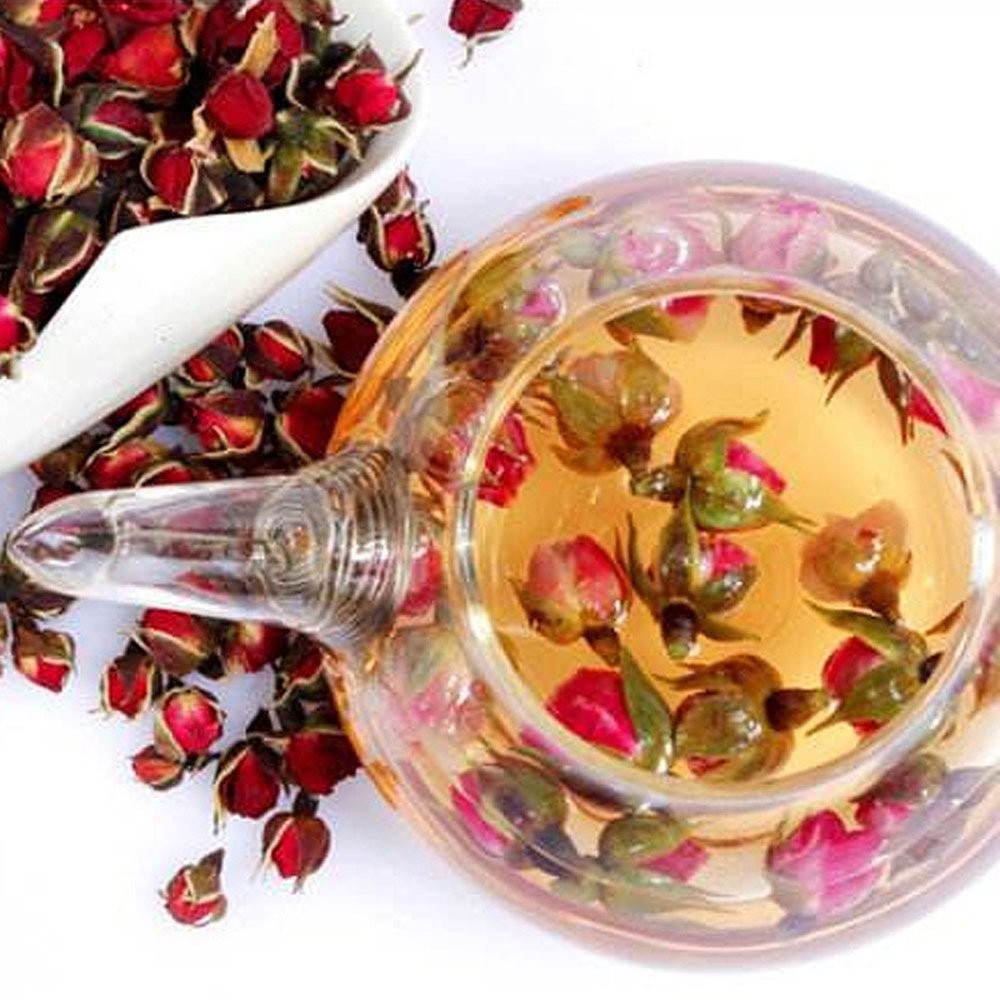 TooGet Fragrant Natural Deep Red Rose Buds Petals Organic Dried Golden-Rim Rose