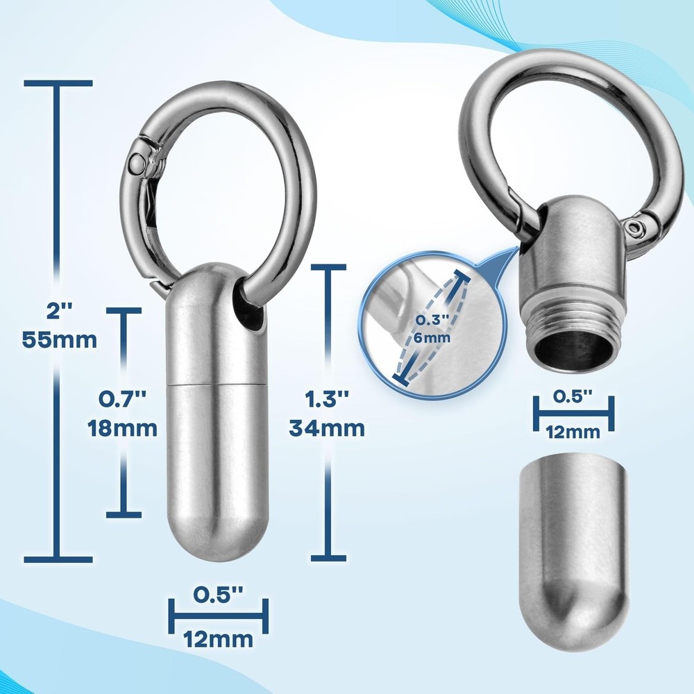 Titanium Keychain Pill Holder, Small Waterproof Pill Case Container W/convenient