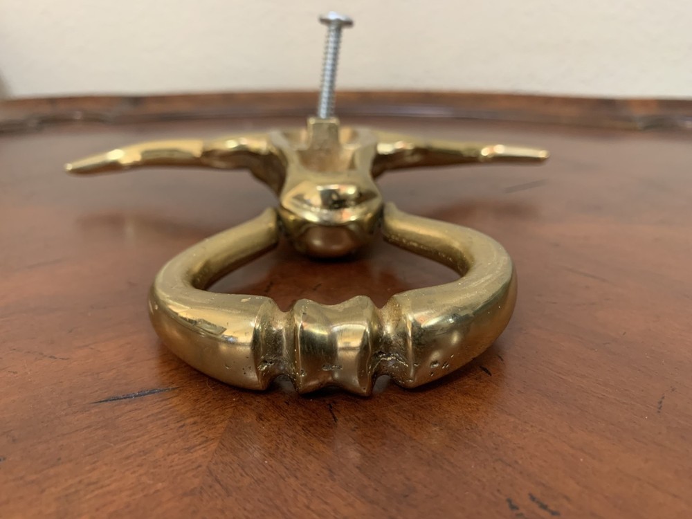 CMC Solid Brass Longhorn Steer Head Door Knocker Handle E854-2