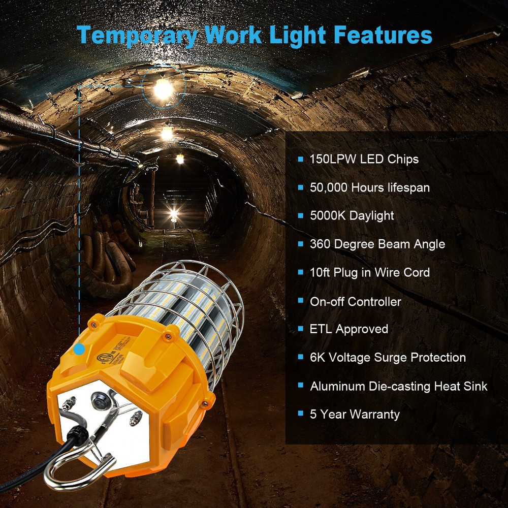 150Watt LED Temporary Work Light Construction Jobsite Basement Protable Lighting