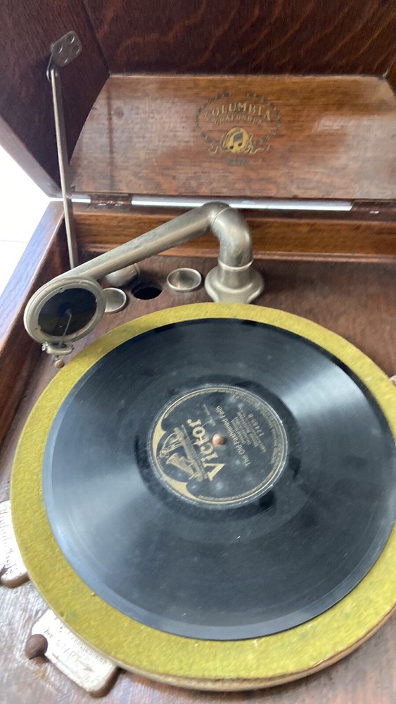 antique phonograph record player