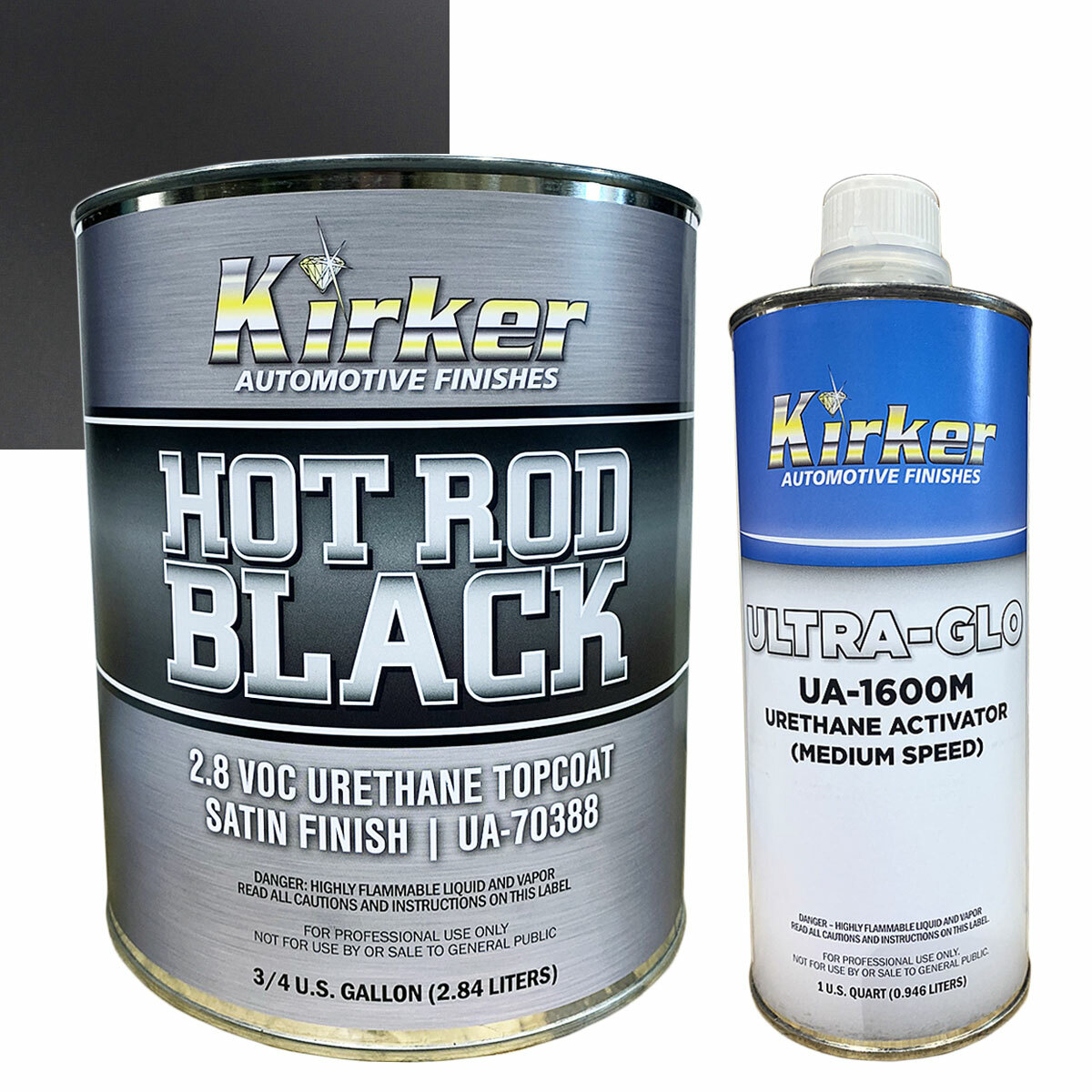 0.75 Gal Kirker Hot Rod Black Satin Car Paint UA-70388 Med Activator UA-1600M