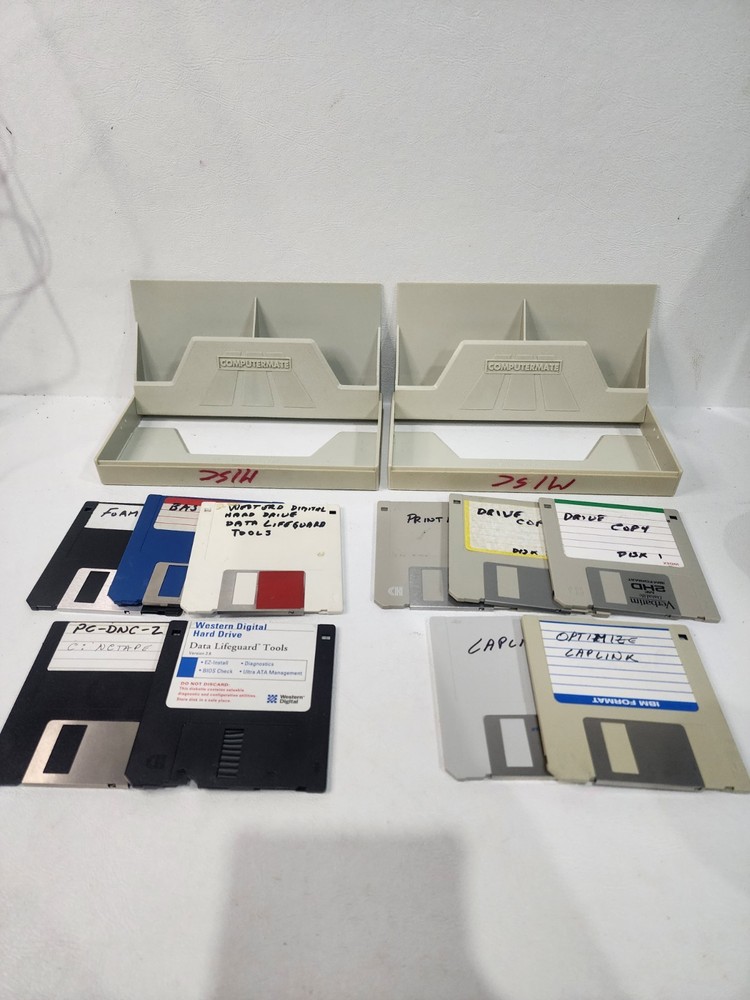 2 Computermate Floppy Disk Cases & 10 Misc 3.5 Floppy Disks