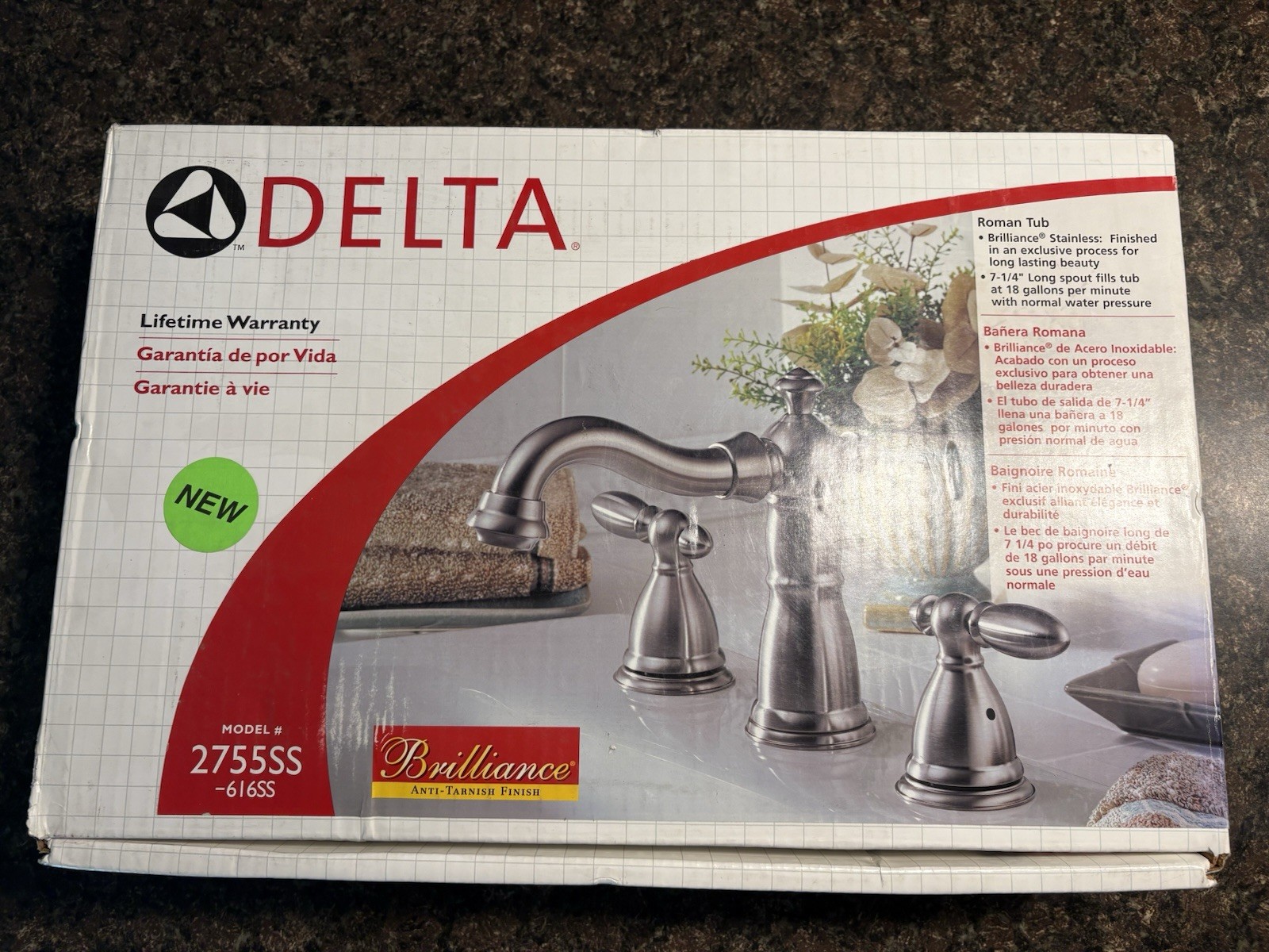 DELTA Roman Tub Trim Faucet | Victorian Collection STAINLESS | 2755SS-616SS