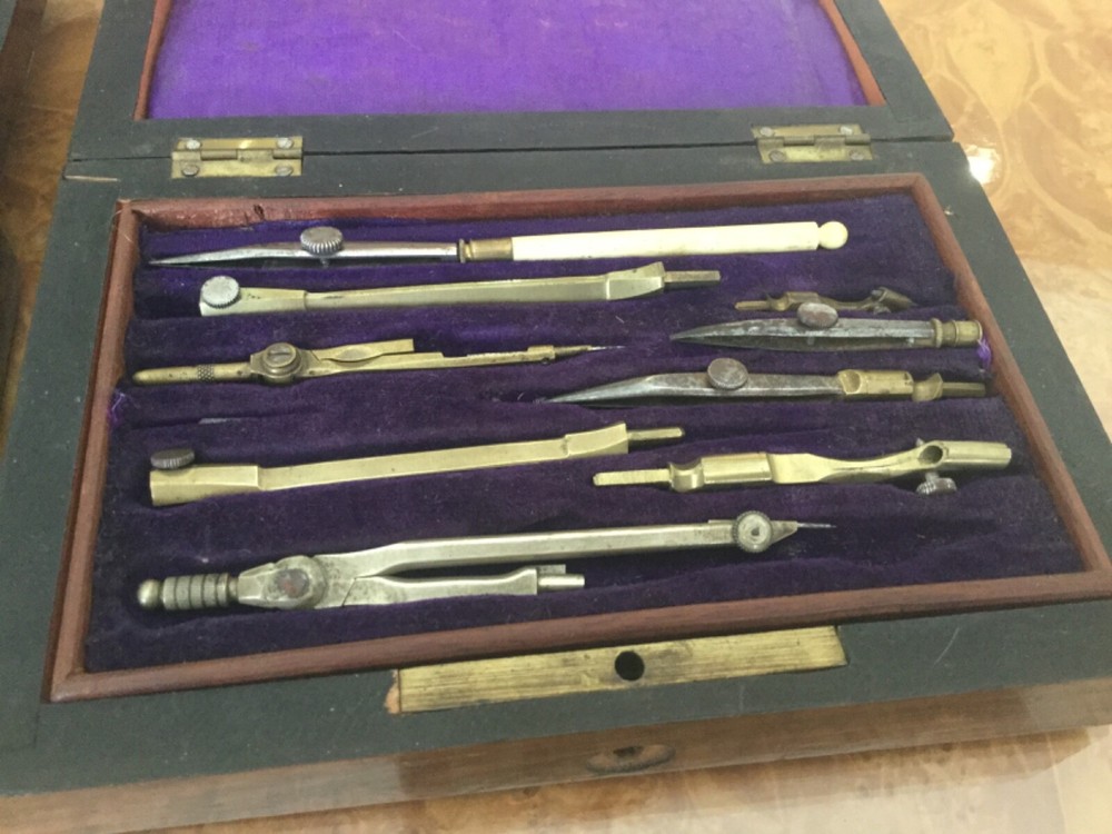 Antique drawing sets draftsman set boxed antique pens