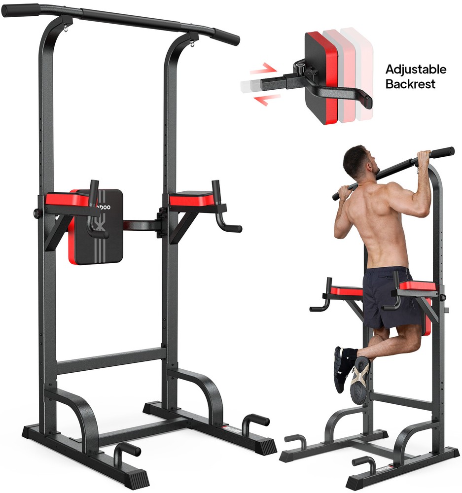 Power Tower MultiFunction Strength Training Dip Station Pull Up Bar With Bench