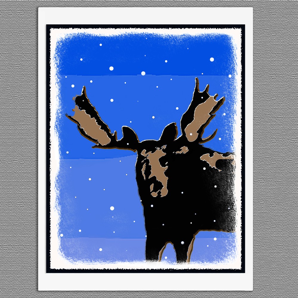 6 Moose Winter Graphics Snow Blank Art Note Greeting Cards