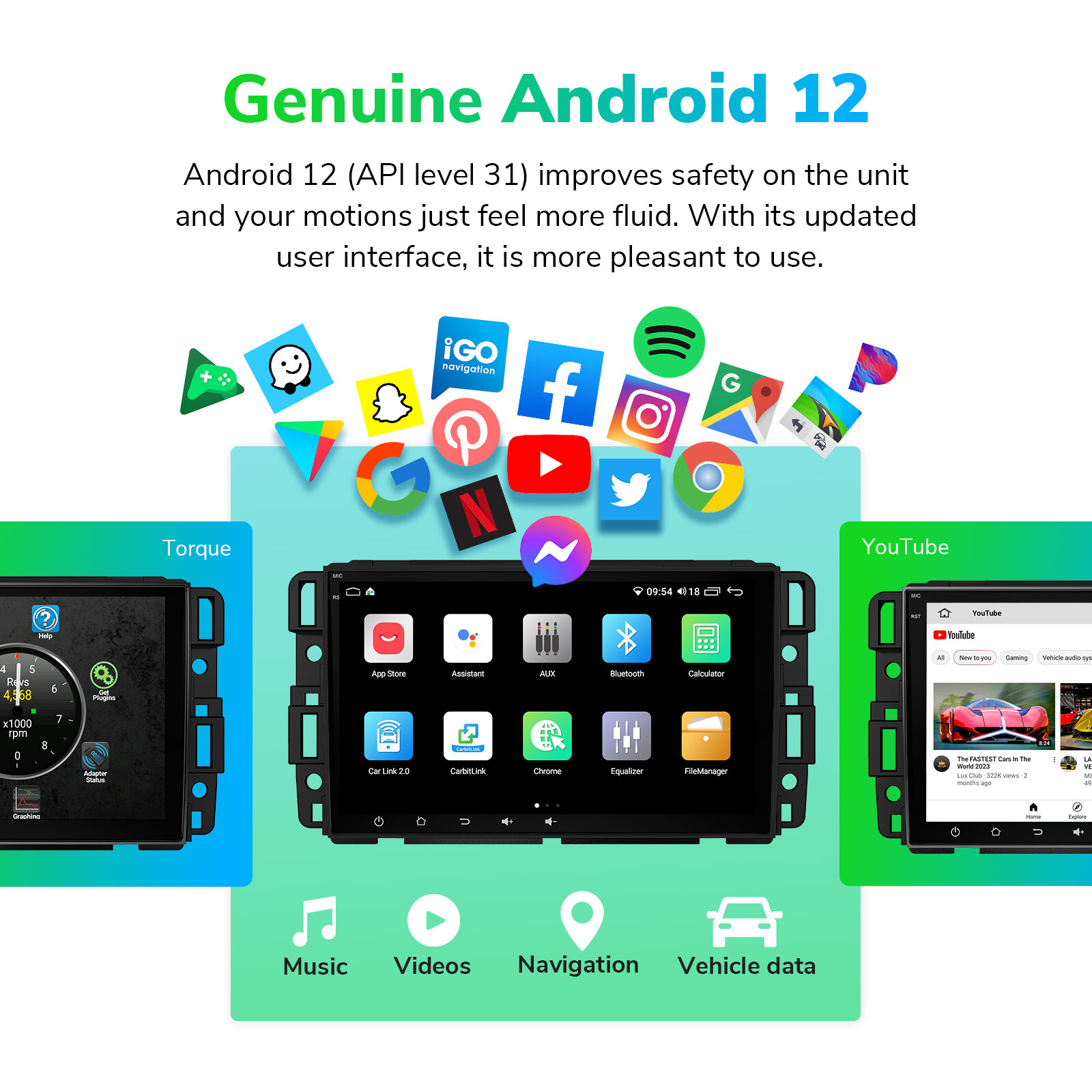 CAM+Car Stereo Android 12 8Core 4+64 For GMC Chevrolet Chevy Yukon Sierra Acadia