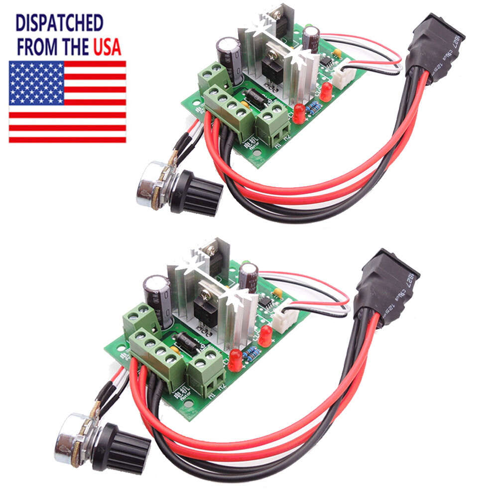 2PCS 6V 12V 24V PWM DC Motor Speed Controller Reversible Switch Adjustable