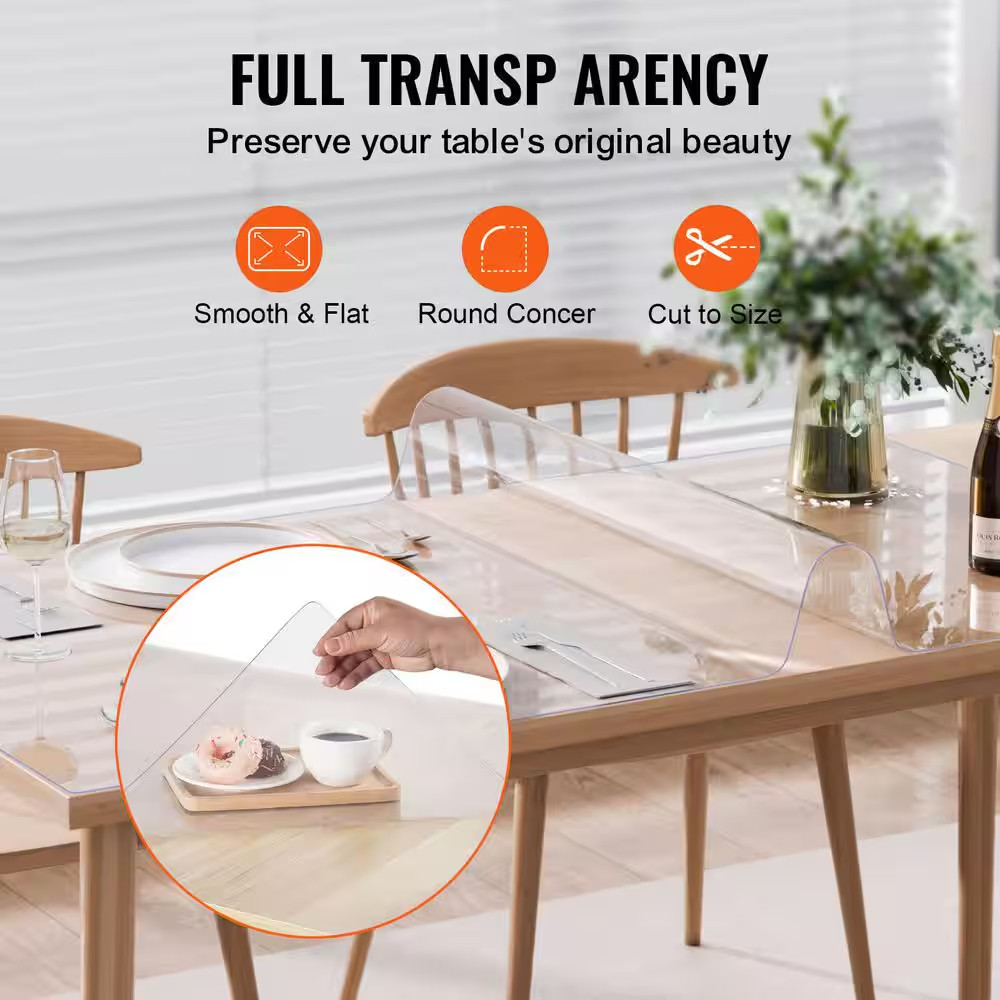 Plastic Table Cover 36 X 48 In. 1.5 Mm Thick Clear Table Protector Solid Rectang