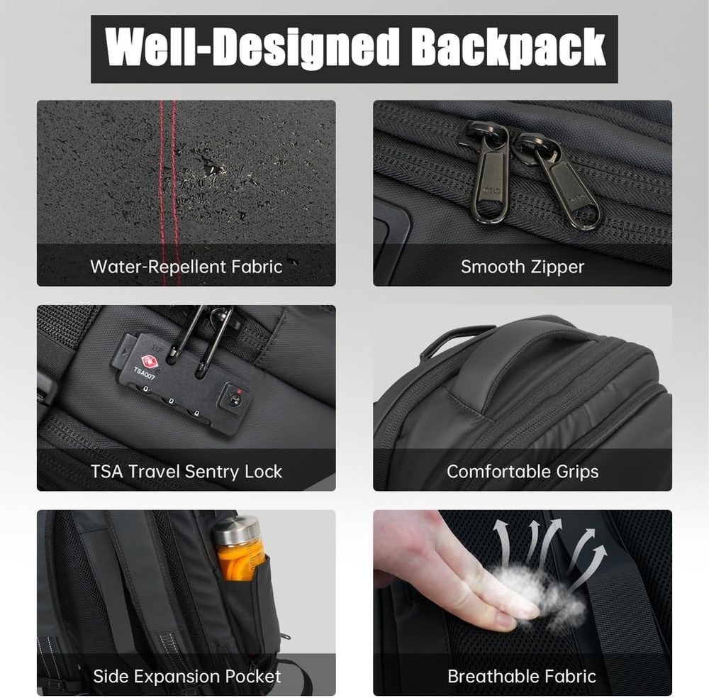 Vacpack Backpack with Vacuum 60L One-Touch Air Extraction, One Size, Black