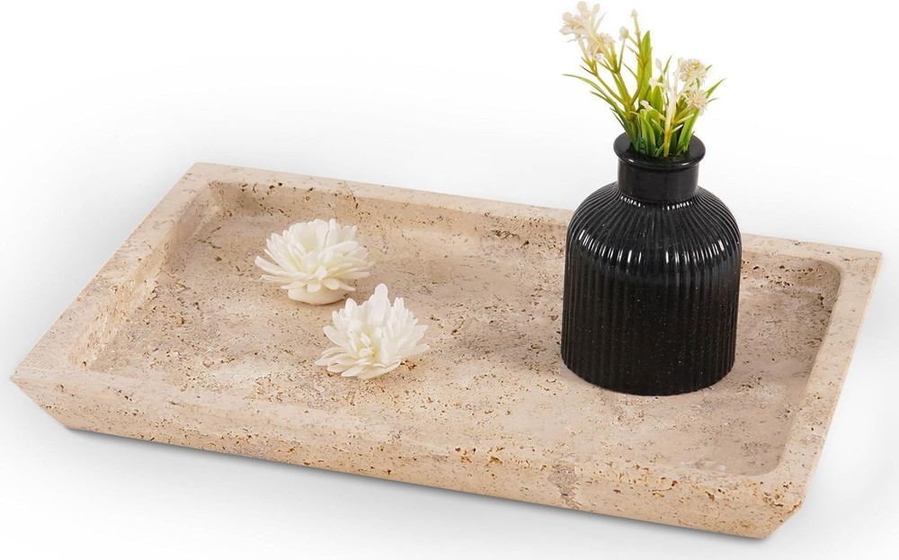 Marble Rectangle Serving Tray 12" Inches Handmade Serving Platter Kitchen Green