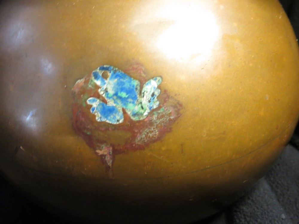 Los Castillo Copper Pitcher With Malachite Frog Decorative Inlay