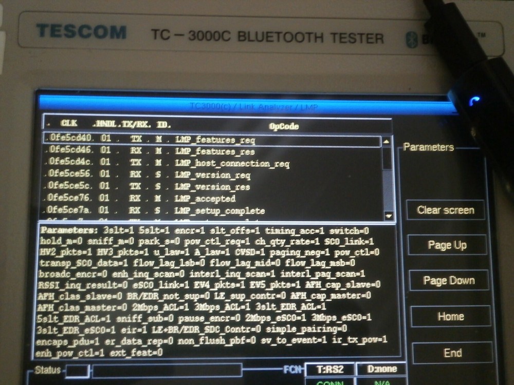 Tescom TC-3000C Bluetooth Analyzer Generator opt 30 Protocol LMP HCI SDP L2CAP