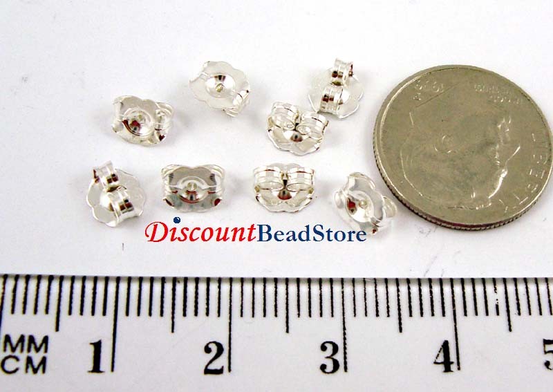 50pc Sterling Silver Earring butterfly backing backs clutch 5mm replacement e53